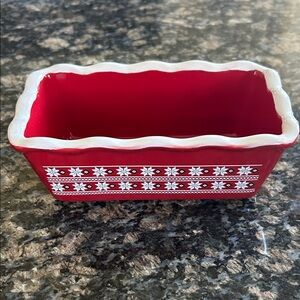 NANTUCKET RED & WHITE CERAMIC MI I LOAF BAKING DISH